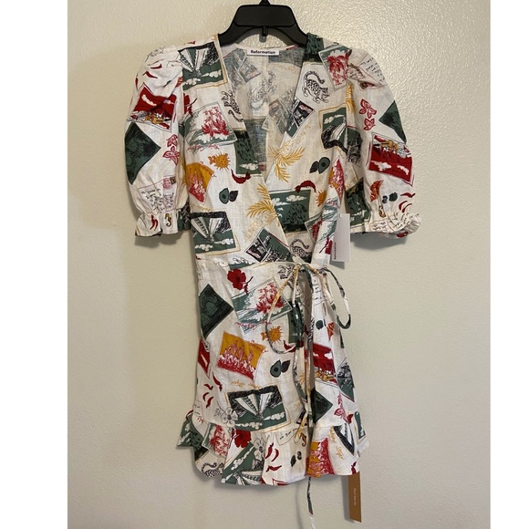🍒NWT Reformation Carmelo Wrap Dress in Vacaciones - Picture 6 of 10
